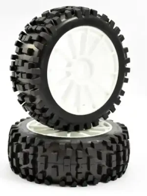 Endet bald - Fastrax FAST0026 Offroad Buggy Reifen 1 8, 12 Speichen, weiß (2) ‘ROCK-BLOCK/12 SPOKE‘