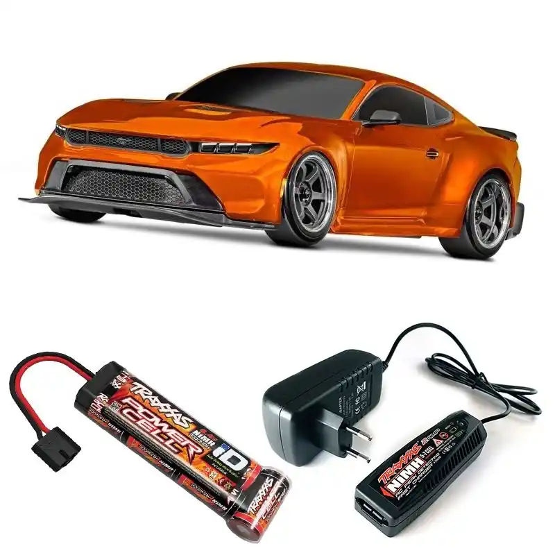 Traxxas 105237-4CPRSET1 4-TEC Ford Mustang Brushed Drift 1 10 RTR, kupfer inkl. Traxxas NiMH Akku & 230V Schnellladegerät - Kundenfavorit