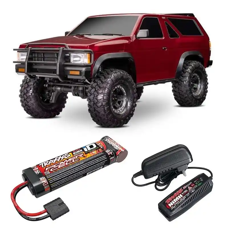 Preiswert | Traxxas 110056-4-REDSET2 TRX-4 Nissan Pathfinder / Terrano rot 1/10 RTR Brushed Set 2 mit 7Z Traxxas 3000mAh NiMh Akku und Schnellladegerät