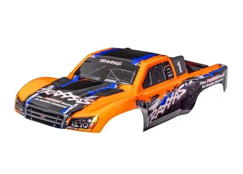 Qualitätsprodukt | Traxxas 5850-ORNG Karosserie lackiert mit Aufklebern für Slash 4X4, orange