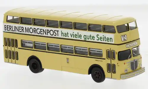 Büssing D2U Doppeldecker, 1960, BVG - Berliner Morgenpost, 1 87, Brekina - Top-Preis