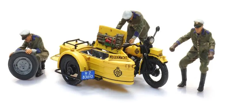 Premium | ANWB Pannenhilfe Motorrad Beiwagen mit Figuren -Bausatz-