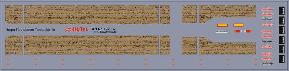 Jetzt neu - Decorsatz für Nooteboom Teletrailer 4achs, Holz hell (175 x 43 mm)