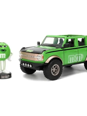 1 24 ford bronco w/m&m‘s green figure green hollywood rides 2021 Miniatur - Hochwertig